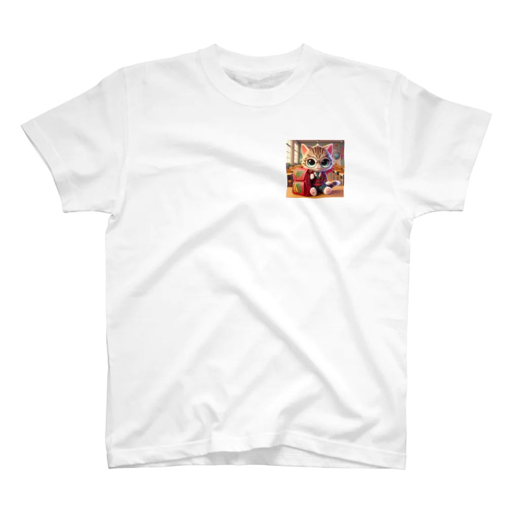 キュート＆クールのメガネのニャンコ３D・学校ver① One Point T-Shirt