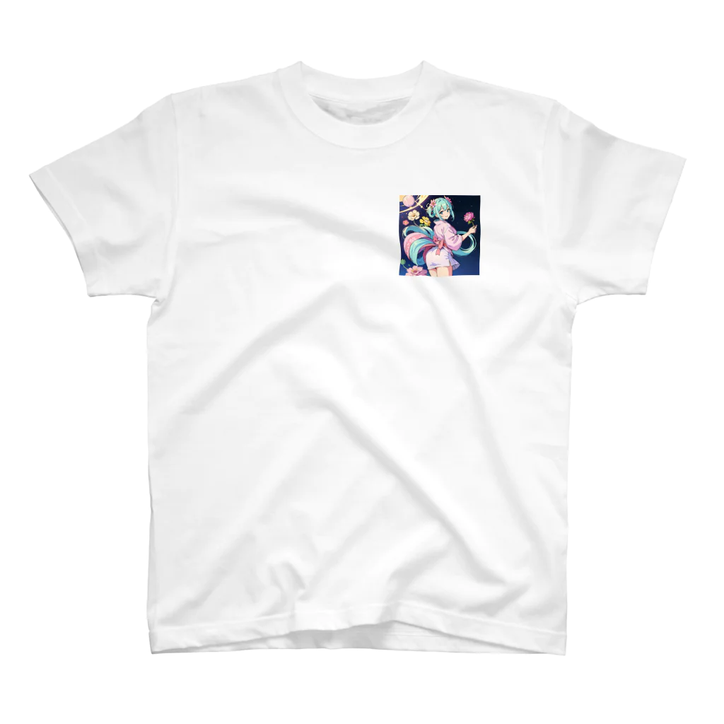 yozoraniyumeoの魔法浴衣少女 ワンポイントTシャツ