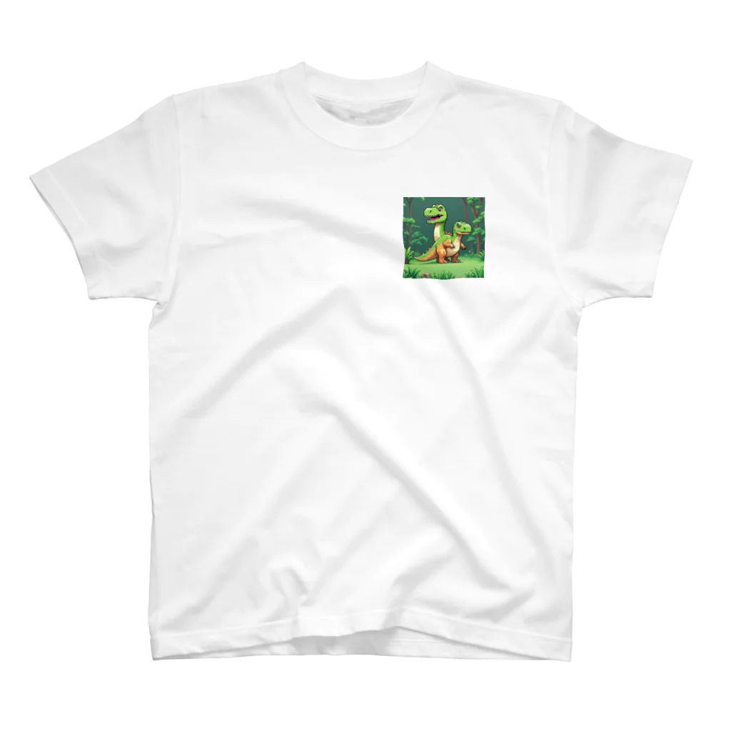 OTIRUBUTUBUTUのいきわかれ恐竜 ワンポイントTシャツ