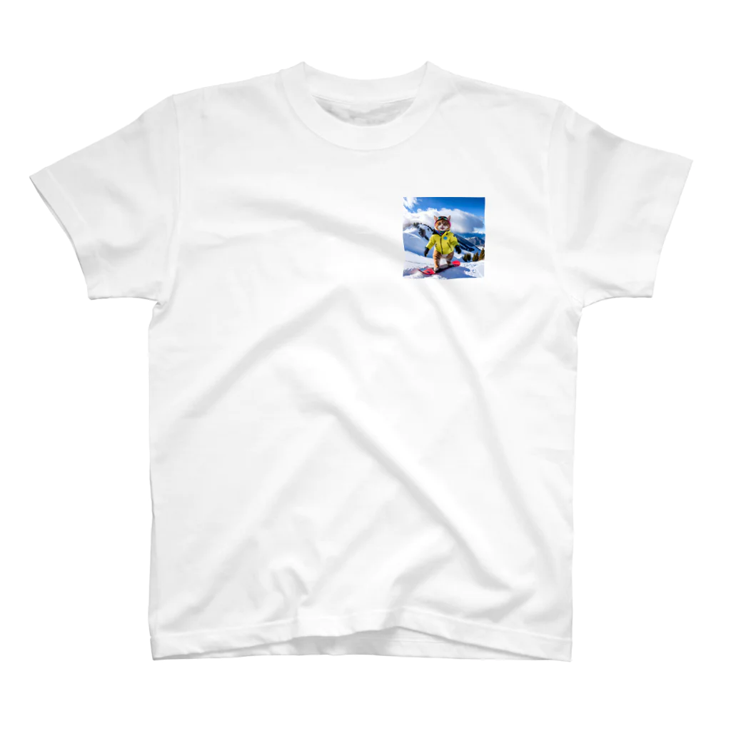 ikasumikoboのスノボ猫 One Point T-Shirt