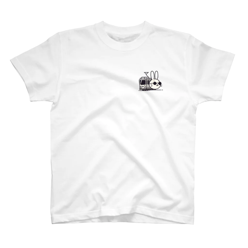 BOSATUの電車に乗ったうさぎ One Point T-Shirt