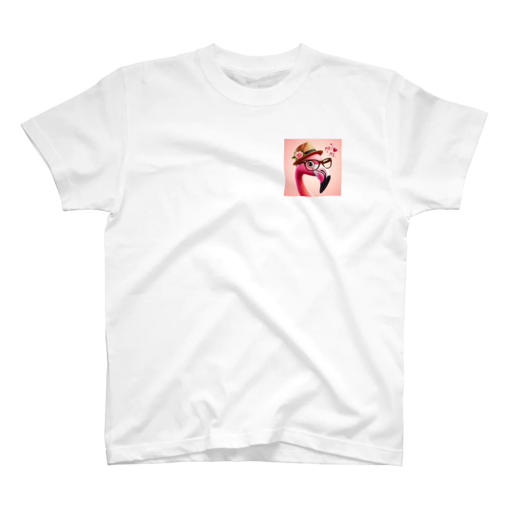 nail_aphroditeの素敵なフラミンゴさん ワンポイントTシャツ