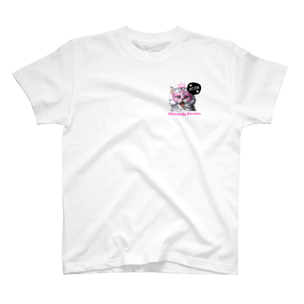 KVM｜kitten ＊ venetian-maskの仮面のチンチラペルシャ｜子猫｜MEOW ① One Point T-Shirt