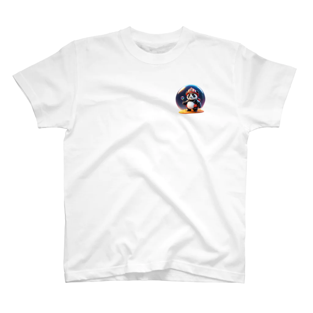 〜たけしゃんのお店〜のパンダの消防士（シャボン玉ver）⑤ ワンポイントTシャツ