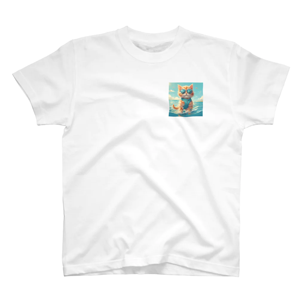 Ojisanlifeの海の子猫 One Point T-Shirt