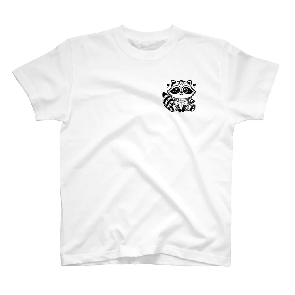 TAKU0822の可愛いアライグマのグッズ ワンポイントTシャツ