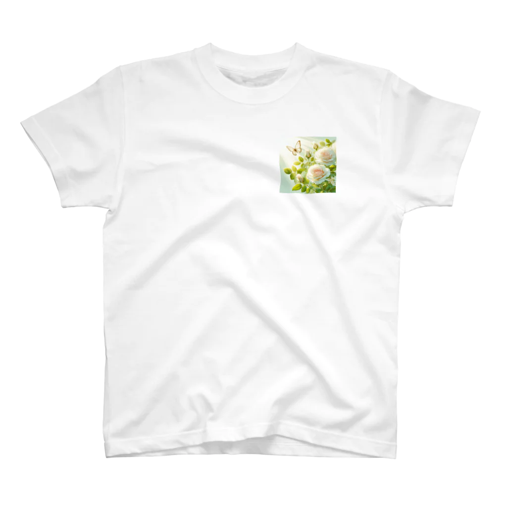 Rパンダ屋の「白薔薇」グッズ ワンポイントTシャツ