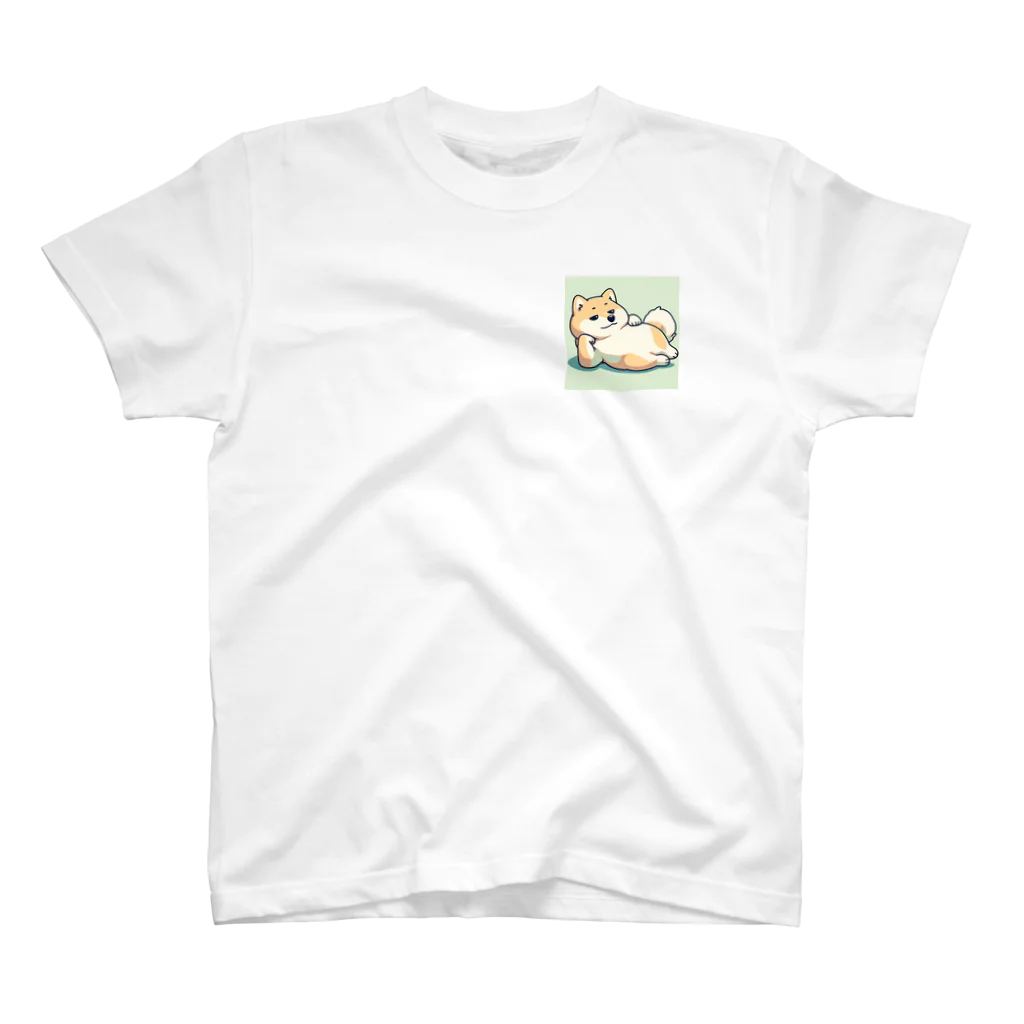 aikuの海外風ダラダラわんちゃん ワンポイントTシャツ