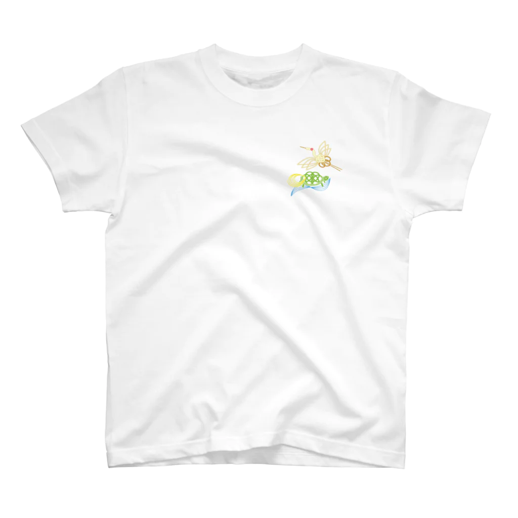 紙単衣 - kamihitoe -の水引の鶴と亀 One Point T-Shirt