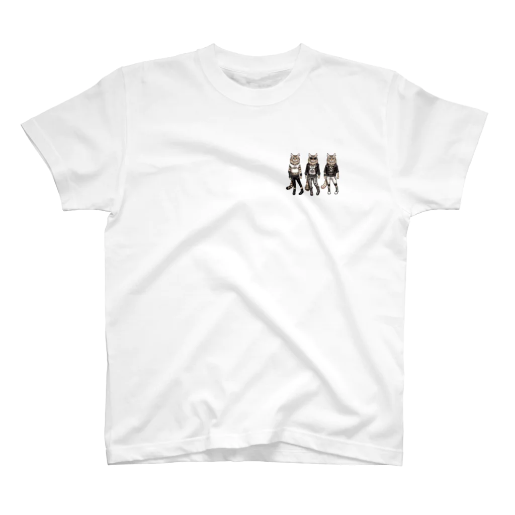 カレー屋　月夜のライオンのRock Cat  （Girl) One Point T-Shirt