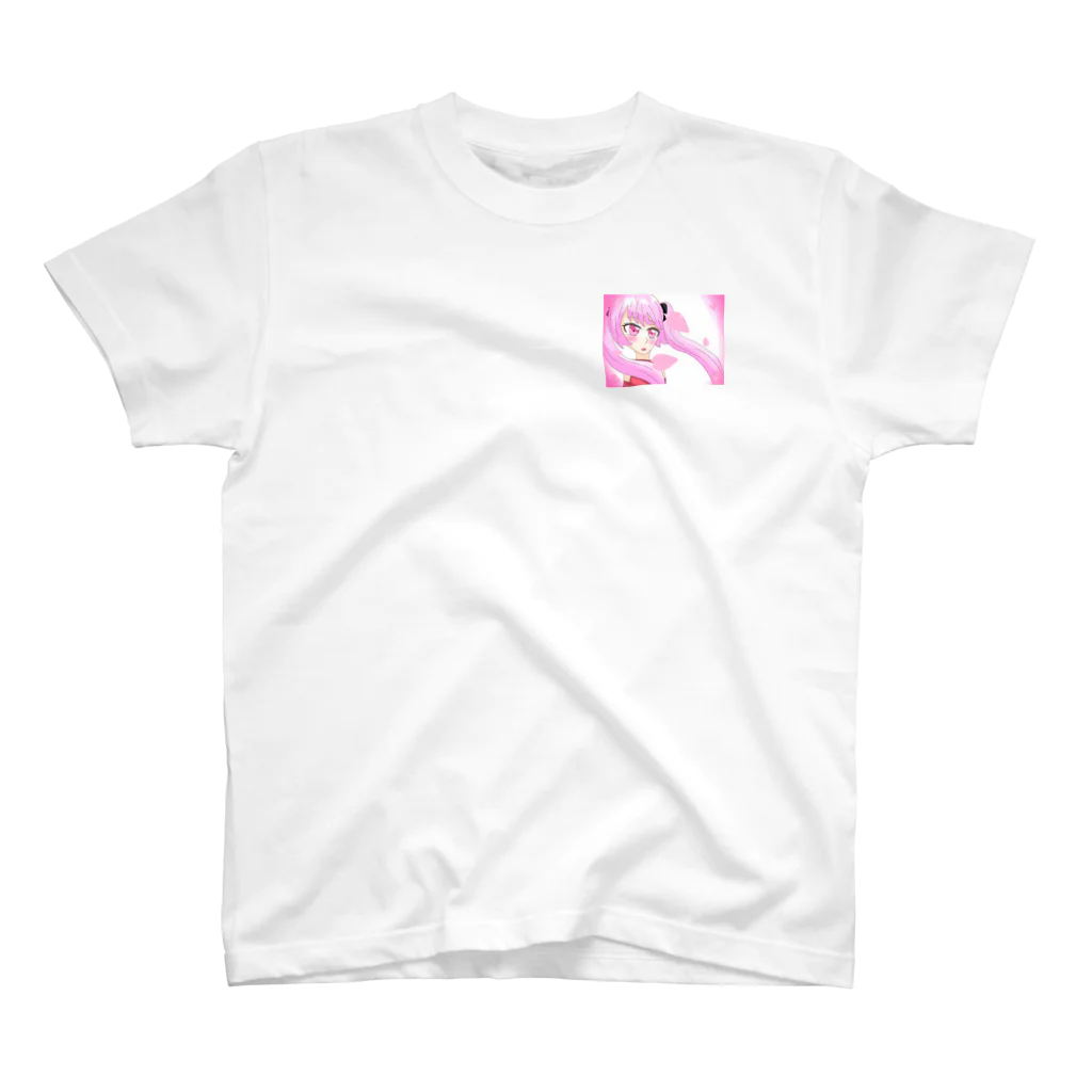 flakey108の夢見る少女(桜) ワンポイントTシャツ