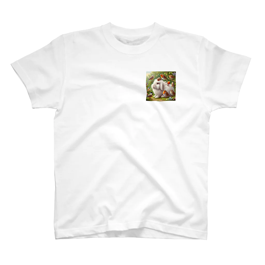 hachitaroのうさぎと小鳥たち③ One Point T-Shirt