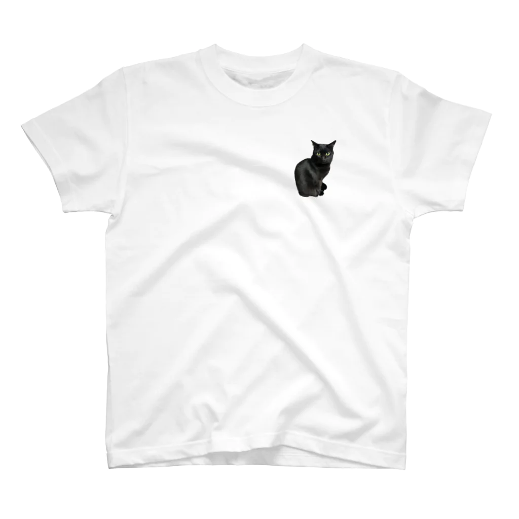 Gktの黒猫のクウ ワンポイントTシャツ