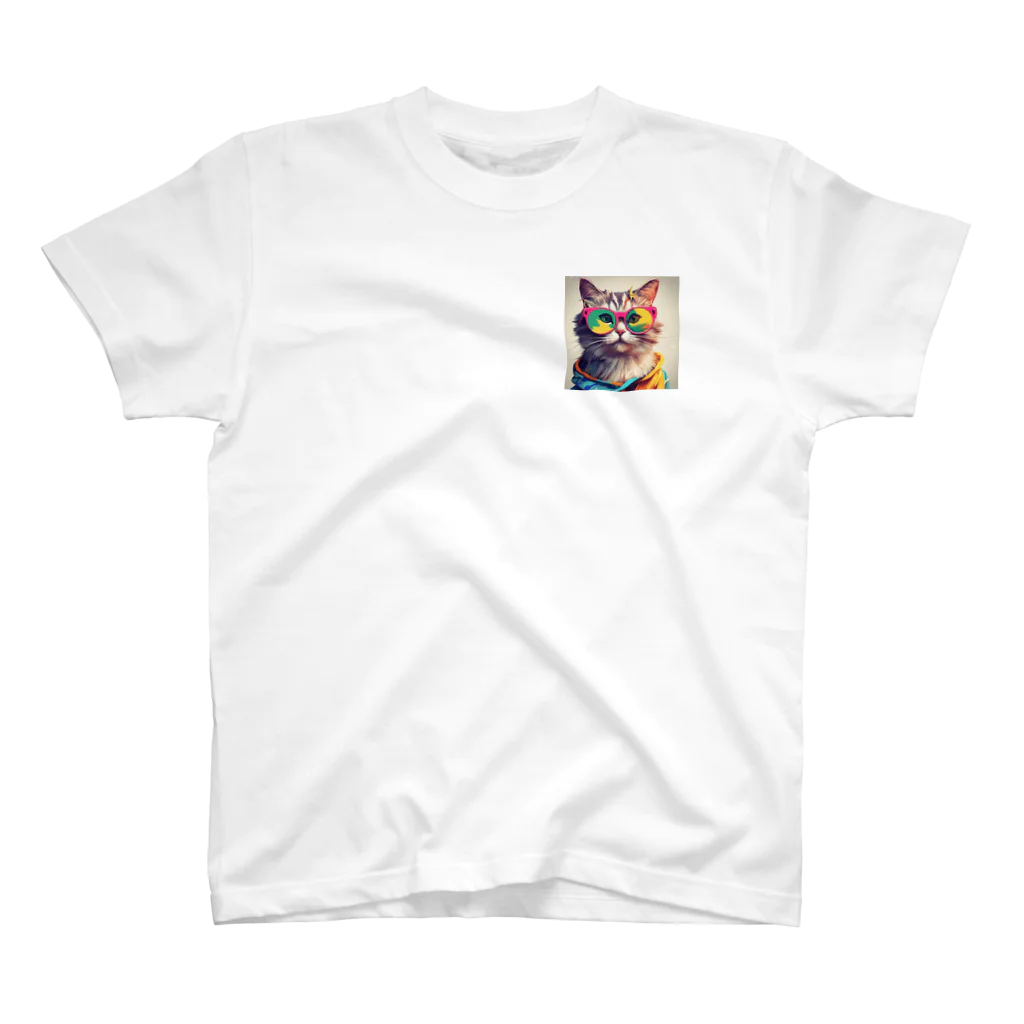 てんとくろ助のぱりぴねこ One Point T-Shirt