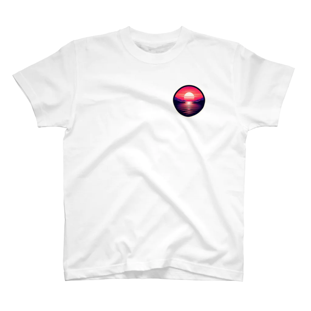 psychedelic mountainのsun set One Point T-Shirt