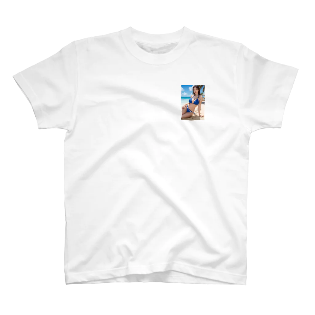 レールファン&スピリチュアルアイテムショップのＡＩ美女と海へ ワンポイントTシャツ