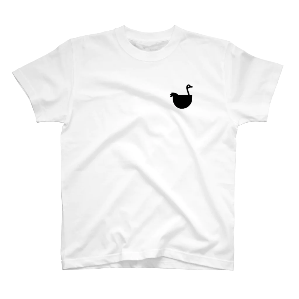 Bebezoのポケットアニマル　駝鳥 ワンポイントTシャツ
