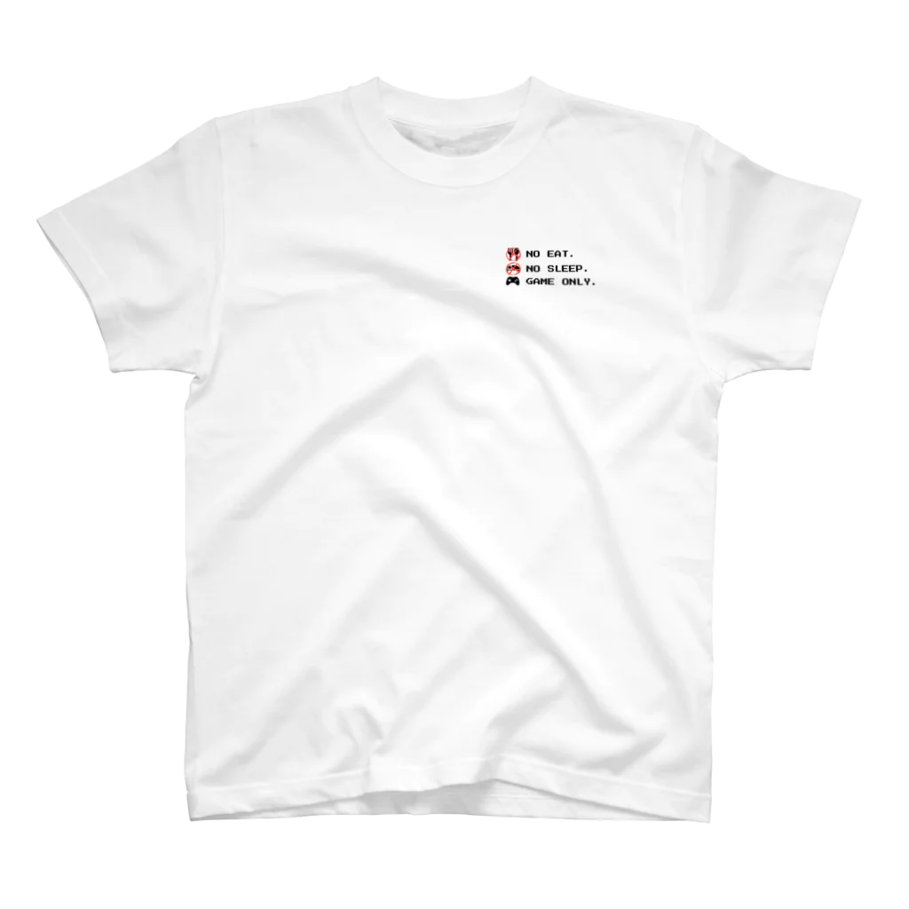 GAME ITEM SHOPのno eat,no sleep,game only ワンポイントTシャツ