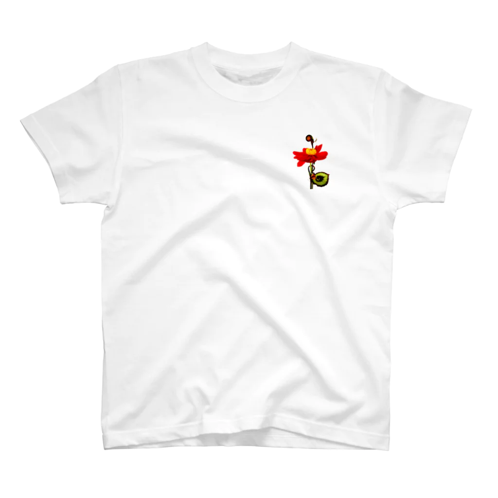 マエソワヒロユキ SHOPのAnalog-Flower ワンポイントTシャツ