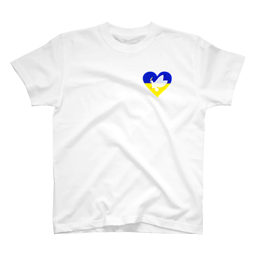 LalaHangeulのPray For Peace ウクライナ応援 ワンポイントTシャツ