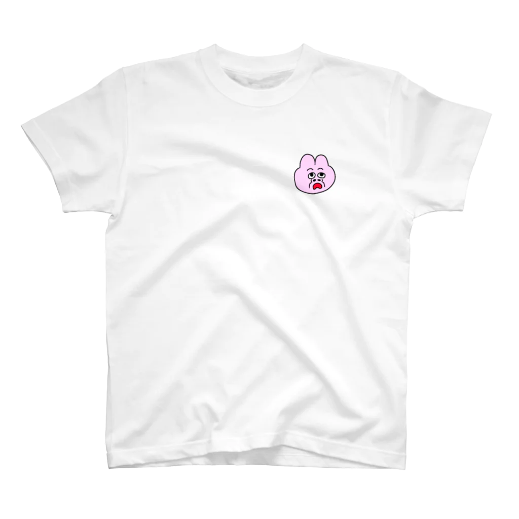 バブルガム@LINEスタンプのムカつく顔のうさぎ ワンポイントTシャツ