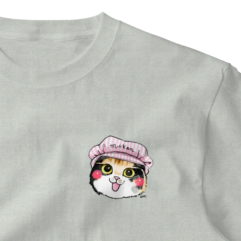 shop あこ猫犬屋のピンク帽のみかんちゃん One Point T-Shirt