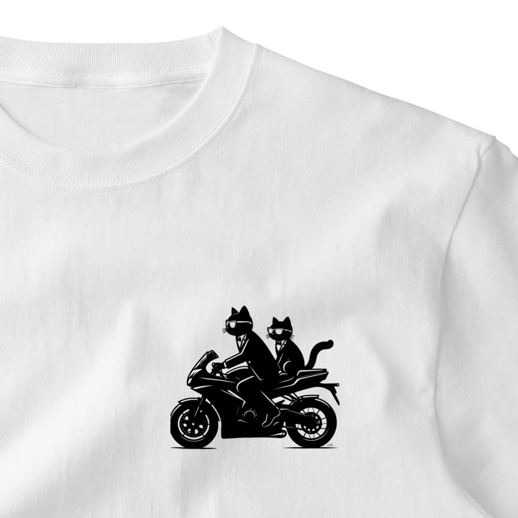 lblのバイクで出勤中のネコ ワンポイントTシャツ