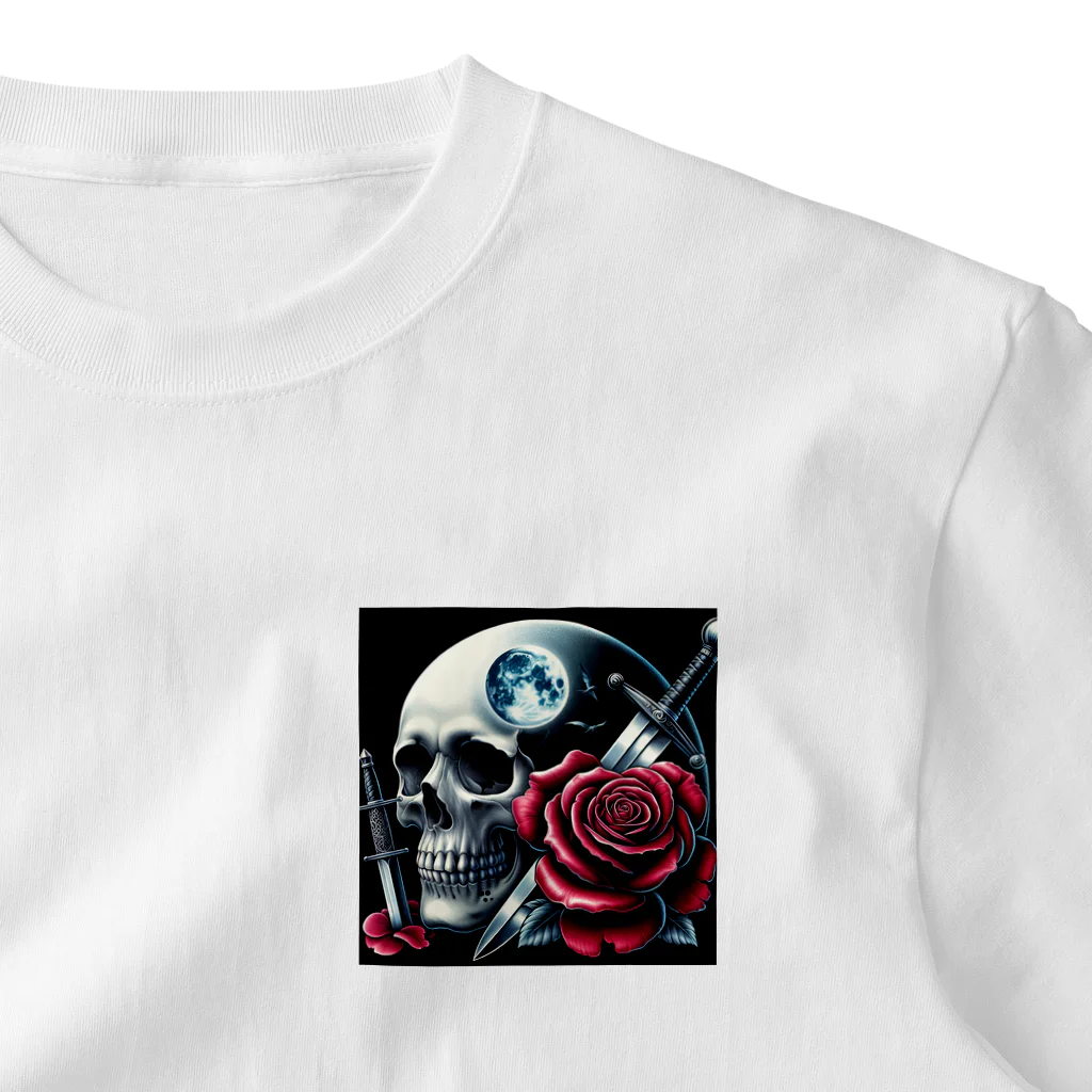 kazeou（風王）の死神と薔薇（四角）AI生成 ワンポイントTシャツ