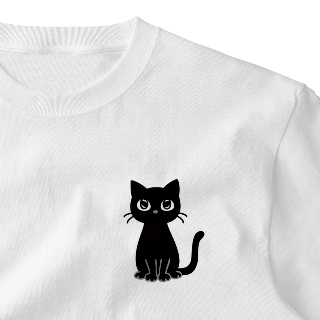 憧れの 黒猫(ワンポイント) / あずき缶 ( azuki-can )のワンポイントT トップス