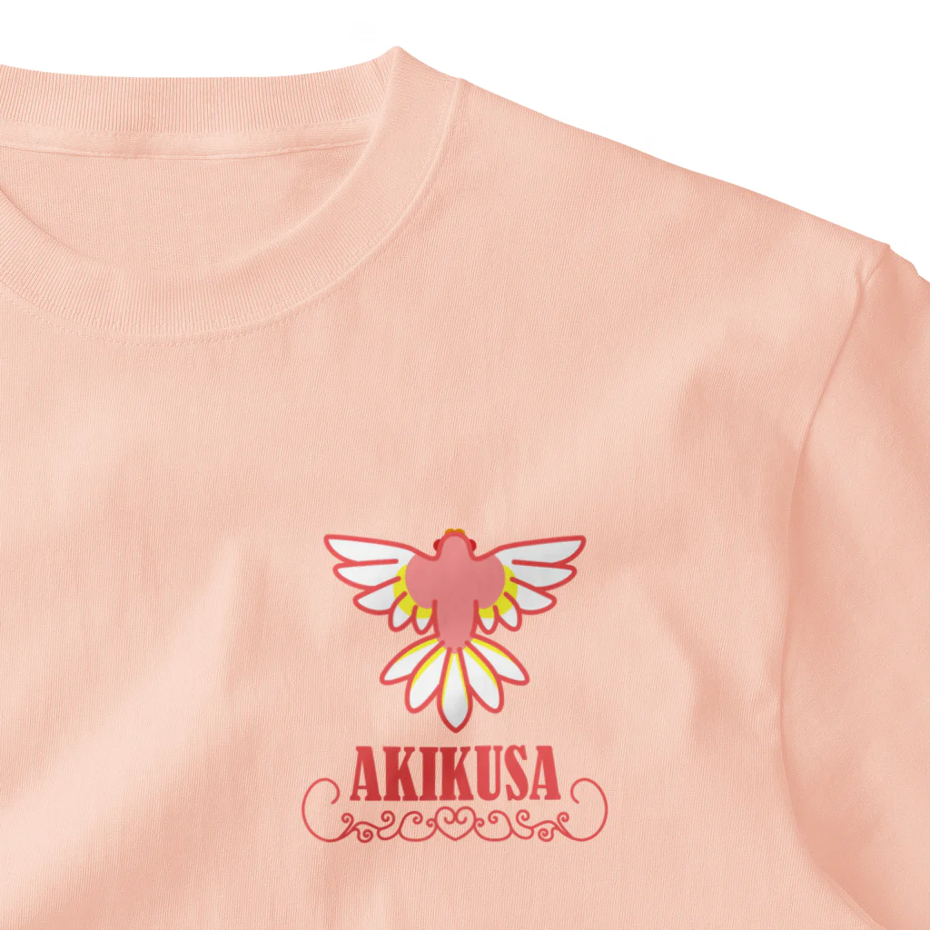 アキクサ文鳥マーケット 〜アキクサインコと文鳥推しの店〜の【ルビノー】SDアキクサ扇 ワンポイントTシャツ