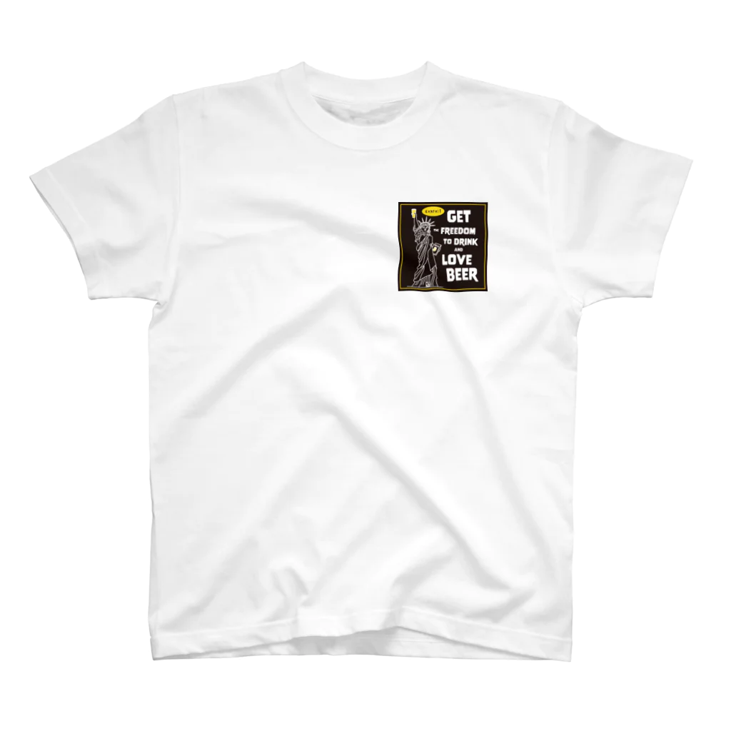 ビールとアート TM-3 Designの彫刻 × BEER（自由の女神）ステッカー風 One Point T-Shirt