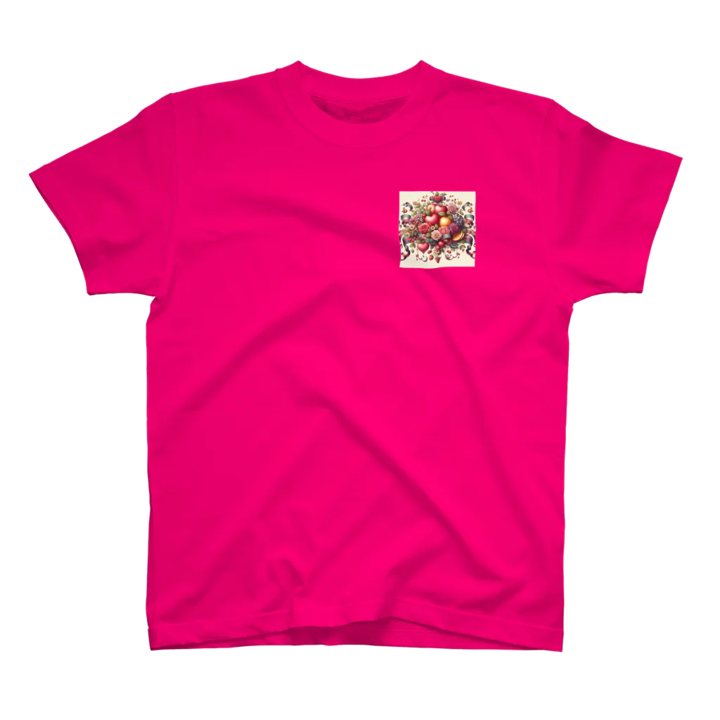 まんまるちゃんの薔薇とフルーツのSweetな香り One Point T-Shirt