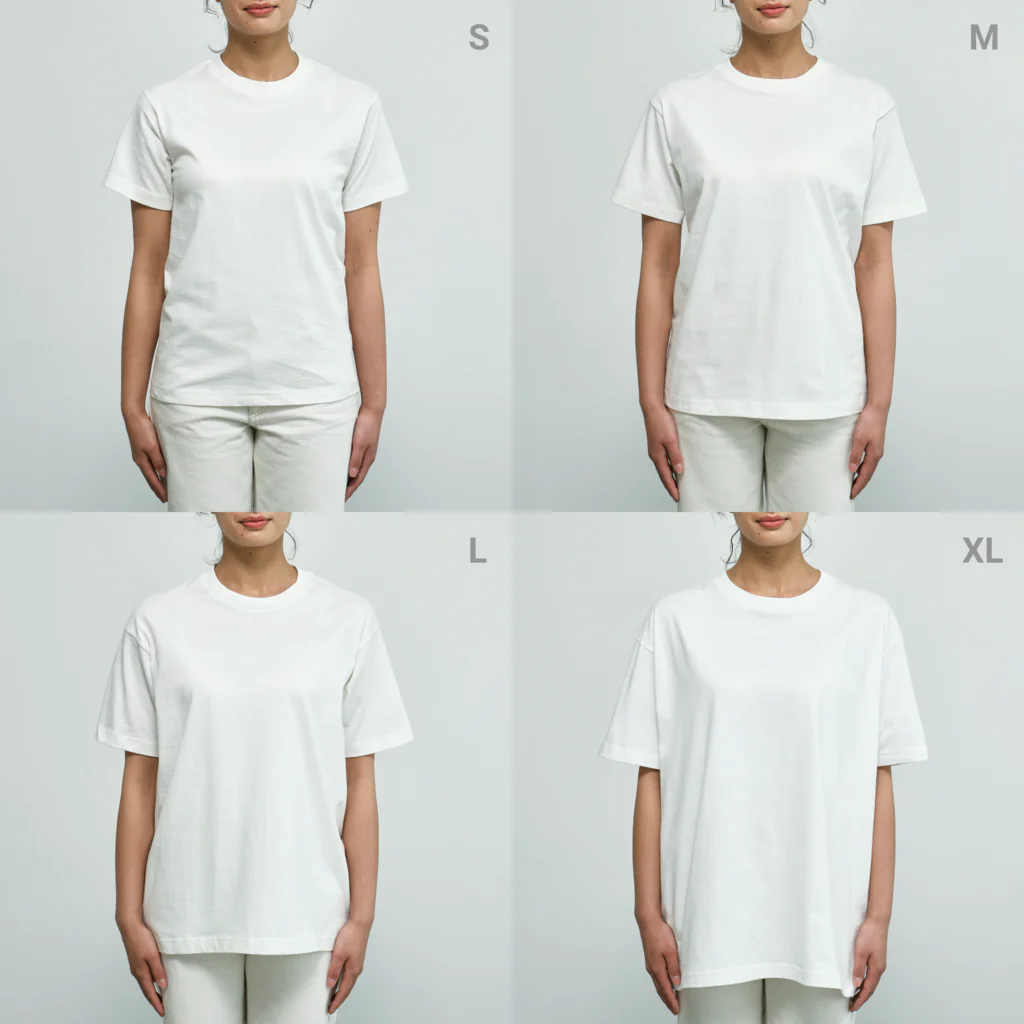 にんじんちびこのテトラポッド Organic Cotton T-Shirtのサイズ別着用イメージ(女性)