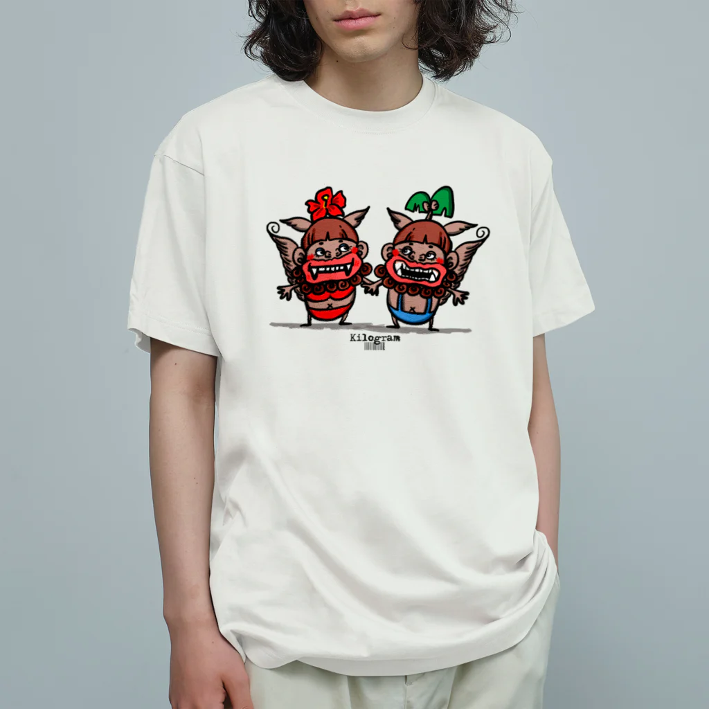 Kilogramのオン眉シーサー オーガニックコットンTシャツ