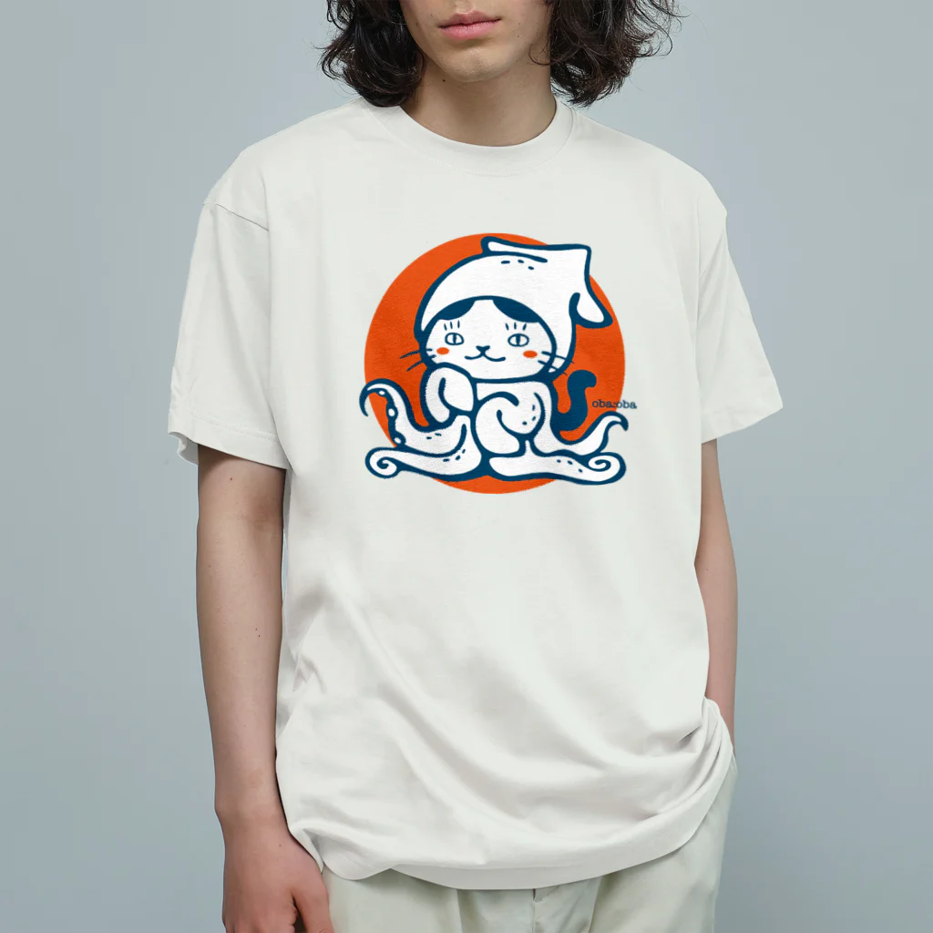 oba:obaのイカサマネコ オーガニックコットンTシャツ