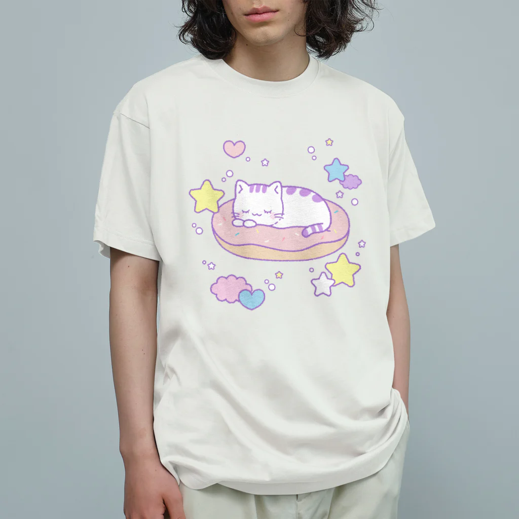 もこはる＊HiNA:＊のゆめねこ　ドーナツでねんねこ オーガニックコットンTシャツ