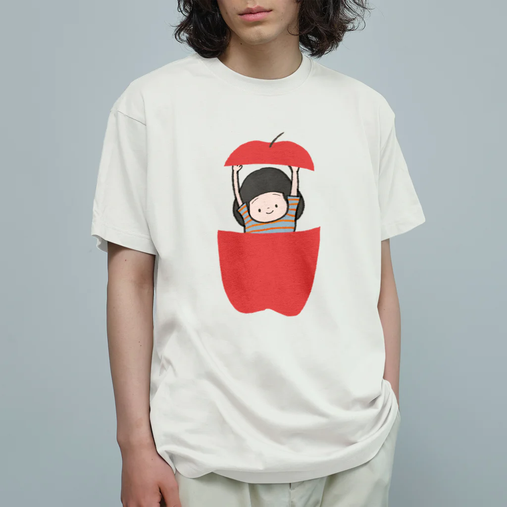 boorichanのりんごから出てくるボブちゃん オーガニックコットンTシャツ