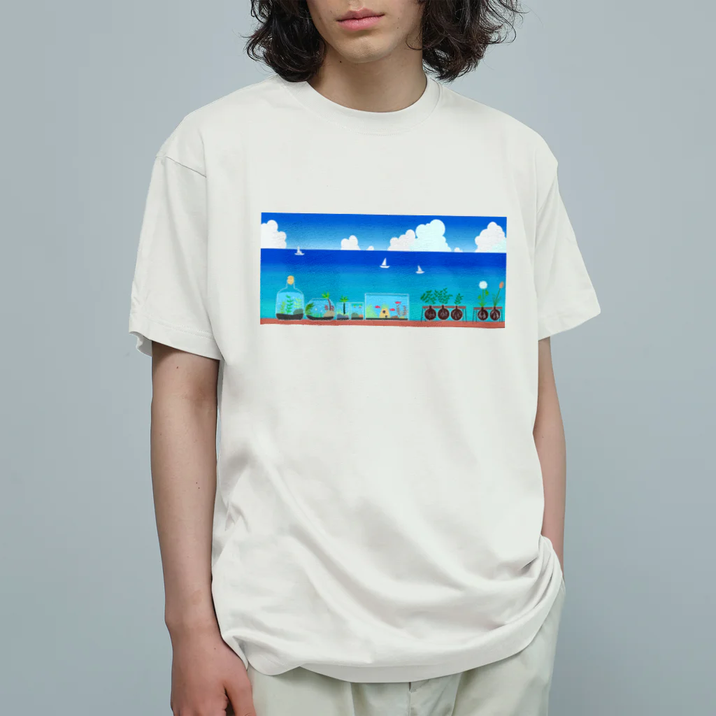 にんじんちびこの夏と水草 オーガニックコットンTシャツ