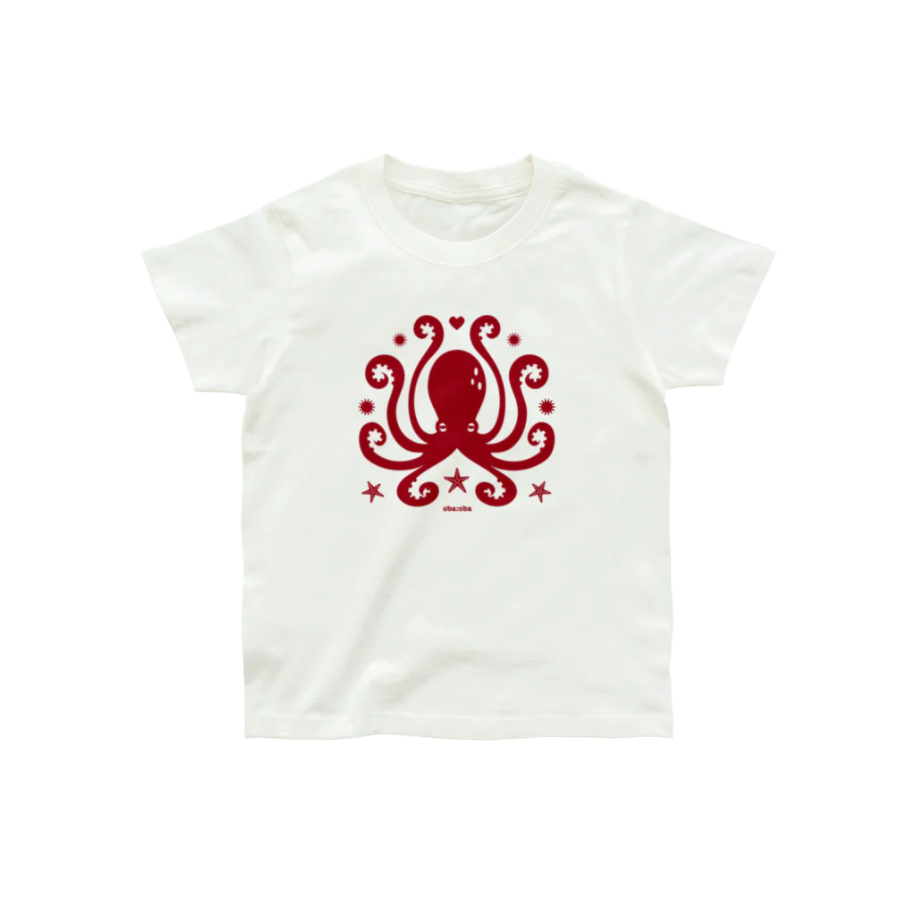 oba:obaの蛸印レッド Organic Cotton T-Shirt