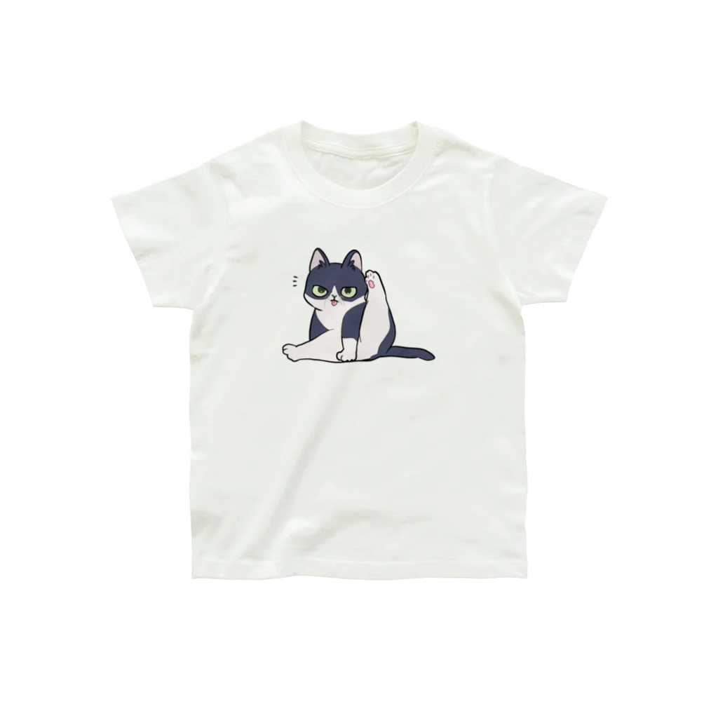 寂しんぐのはちわれのねこ(毛づくろい) オーガニックコットンTシャツ