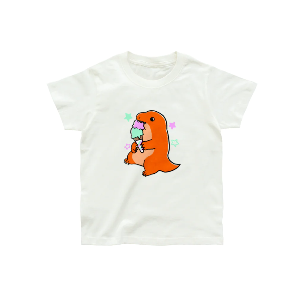 DinogaSuki -恐竜のこども服-のアイスもぐもぐティラノサウルス Organic Cotton T-Shirt