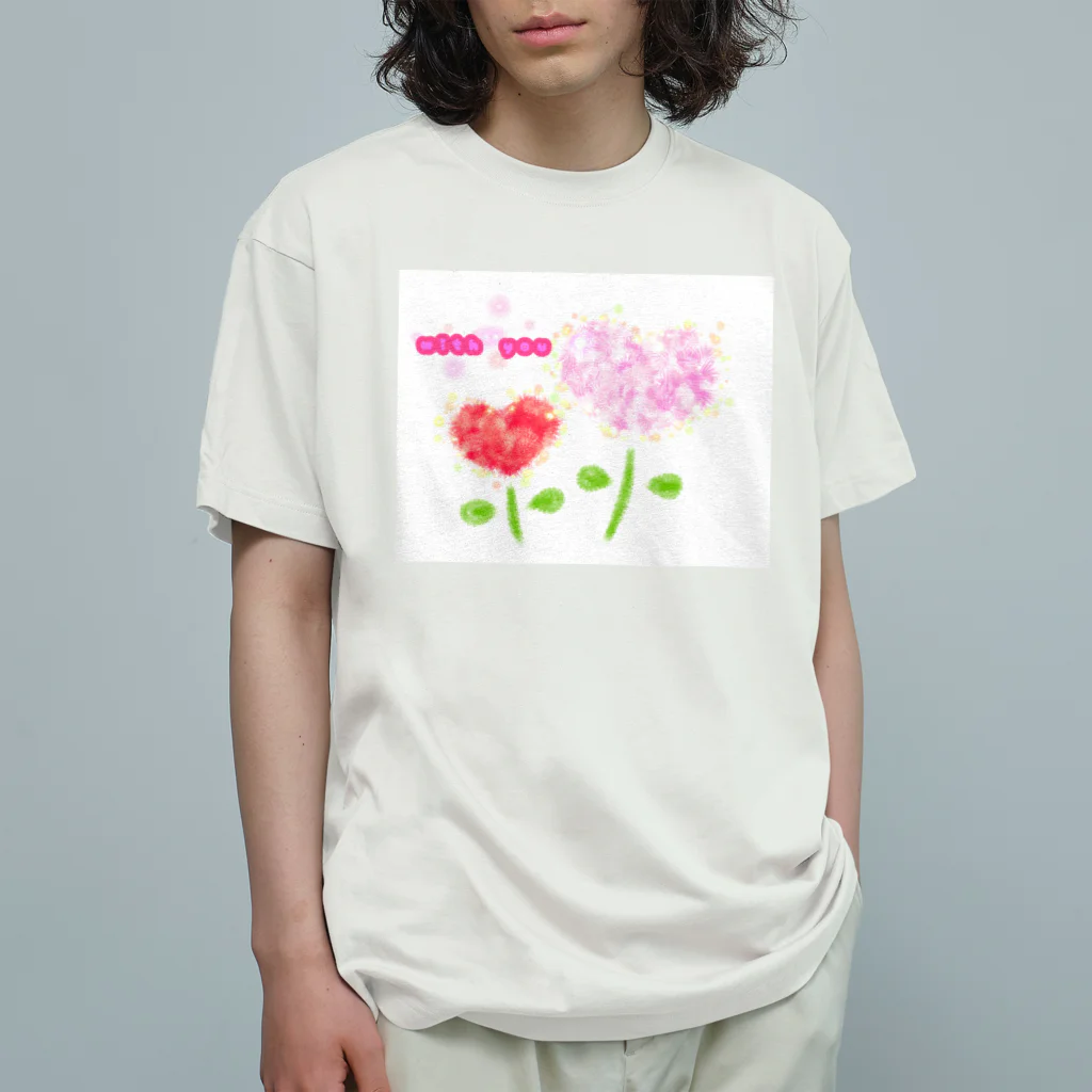 かわいいものSHOP🌈のwith you ピンク&レッドハート Organic Cotton T-Shirt