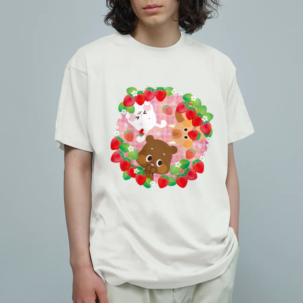 ゆるかわグラデーション＠NonnoDesignLaboのイチゴがいっぱい オーガニックコットンTシャツ