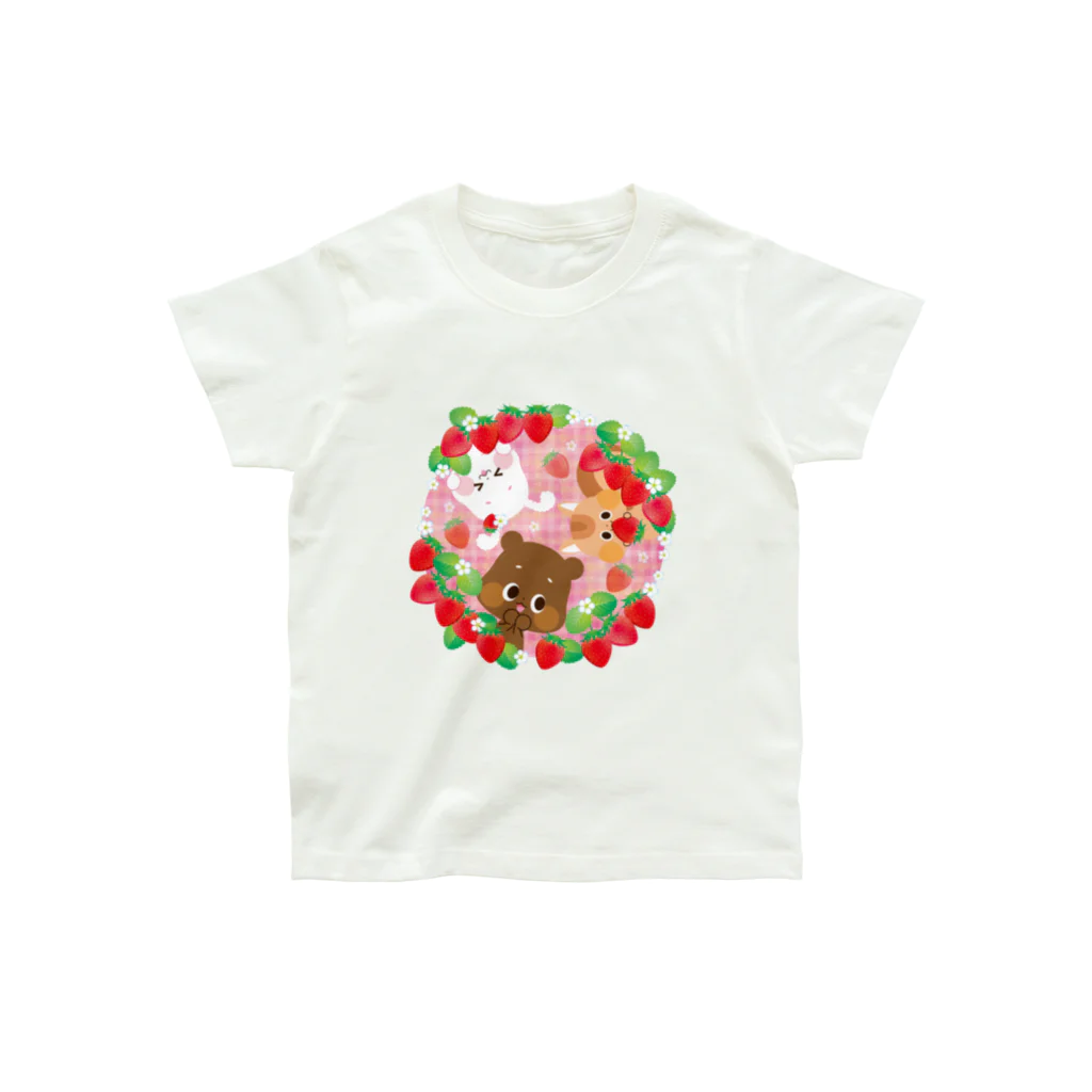 ゆるかわグラデーション＠NonnoDesignLaboのイチゴがいっぱい オーガニックコットンTシャツ