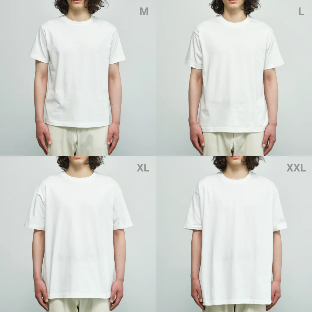 &TRAIN DESIGN STOREの中央線 E233系 正面 Organic Cotton T-Shirtのサイズ別着用イメージ(男性)