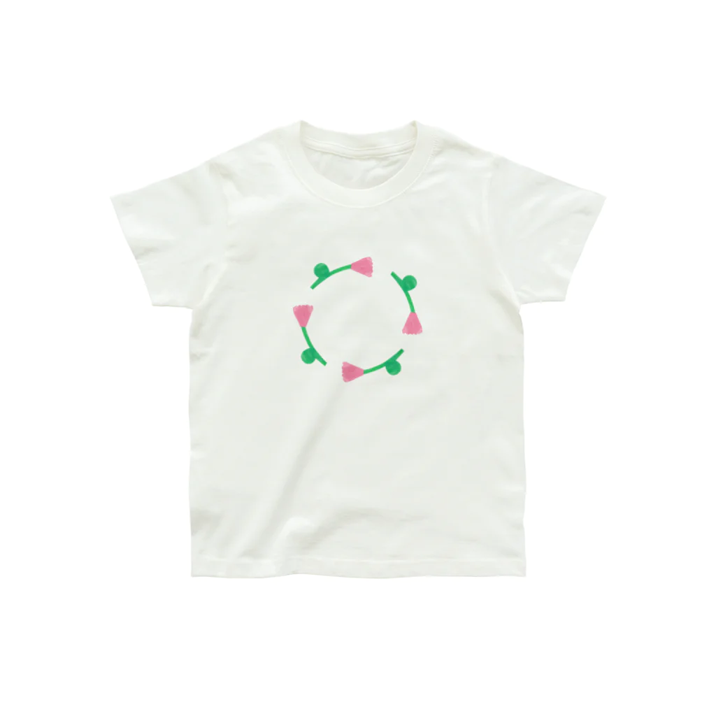 hoshi shopのflower circle - pink - オーガニックコットンTシャツ