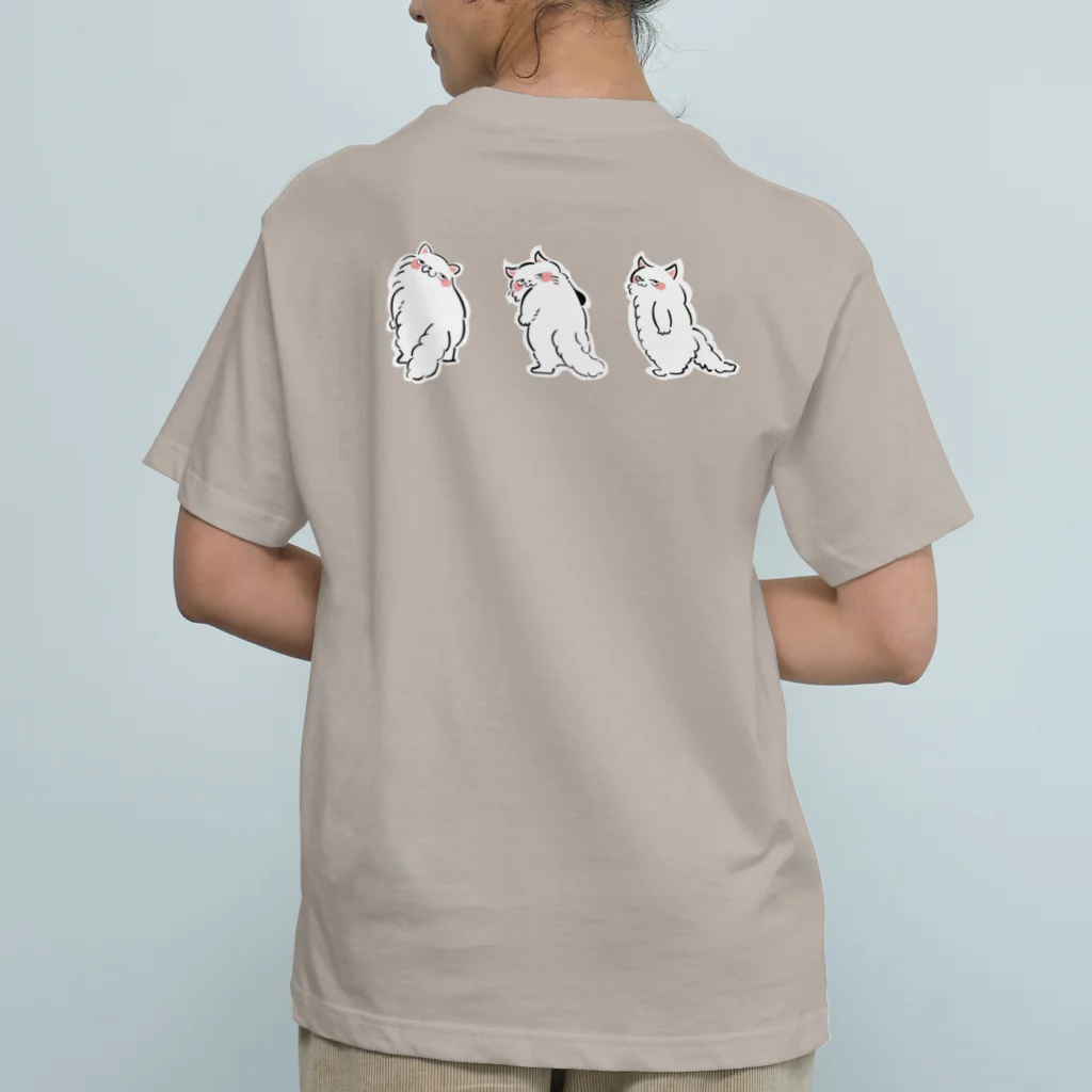 ふんわり本舗のしろねこ（だらだら） オーガニックコットンTシャツ