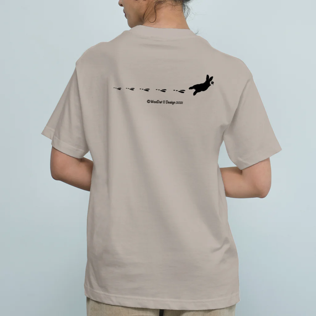 うだうだのどっかから出て来たおしりウサギ✽黒 オーガニックコットンTシャツ