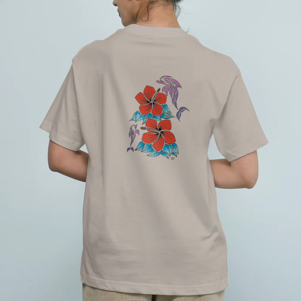 One Day Surf. by Takahiro.Kのhibiscus & dolphins オーガニックコットンTシャツ