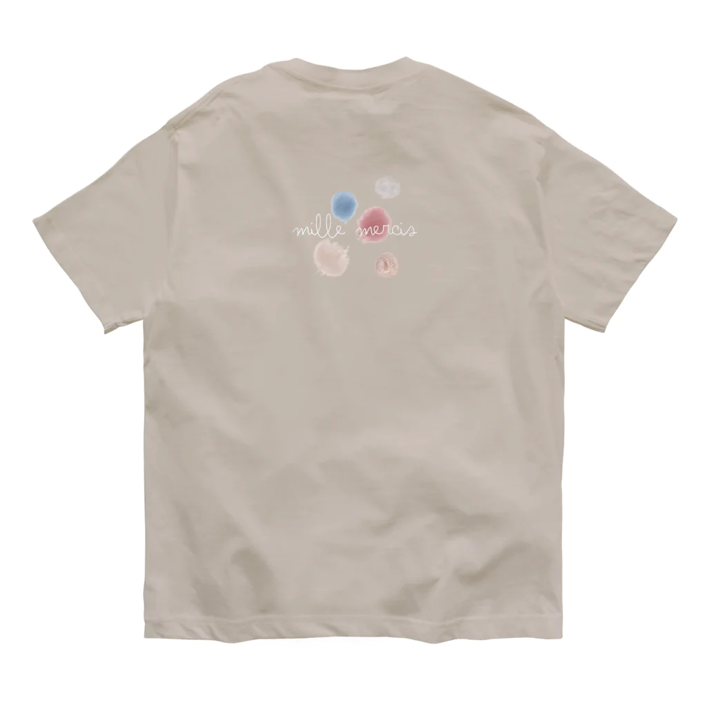 Le cabinet de curiositéのMille mercis （白・背面） Organic Cotton T-Shirt